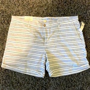 NWT GAP Girlfriend 6 inch shorts blue and white stripe plus size